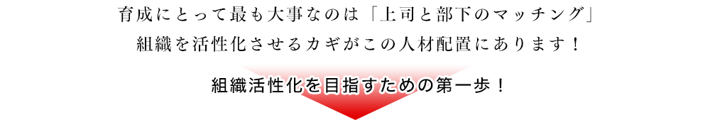 育成にとって最も大事なのは「上司と部下のマッチング」組織を活性化させるカギがこの人材配置にあります！組織活性化を目指すための第一歩！